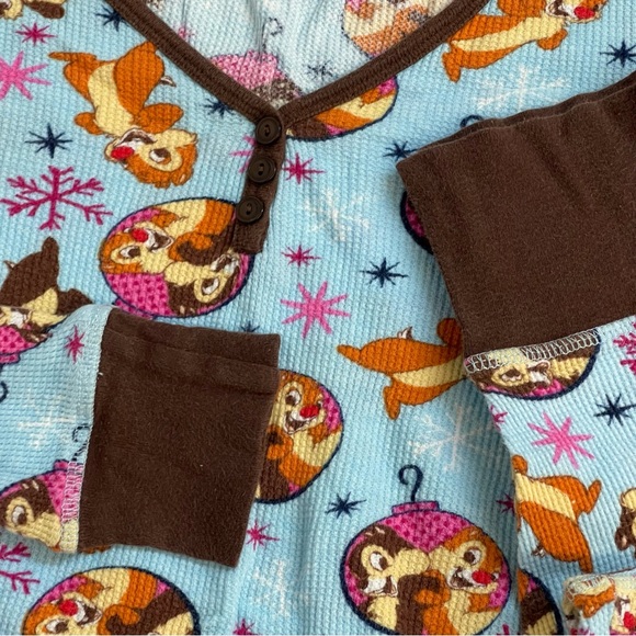 Y2K Disney Chip and Dale Blue Thermal Jogger Sleep Pajama Set 2pc XS - Picture 5 of 7